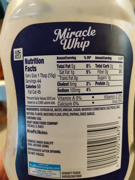 Miracle Whip Nutrition Facts